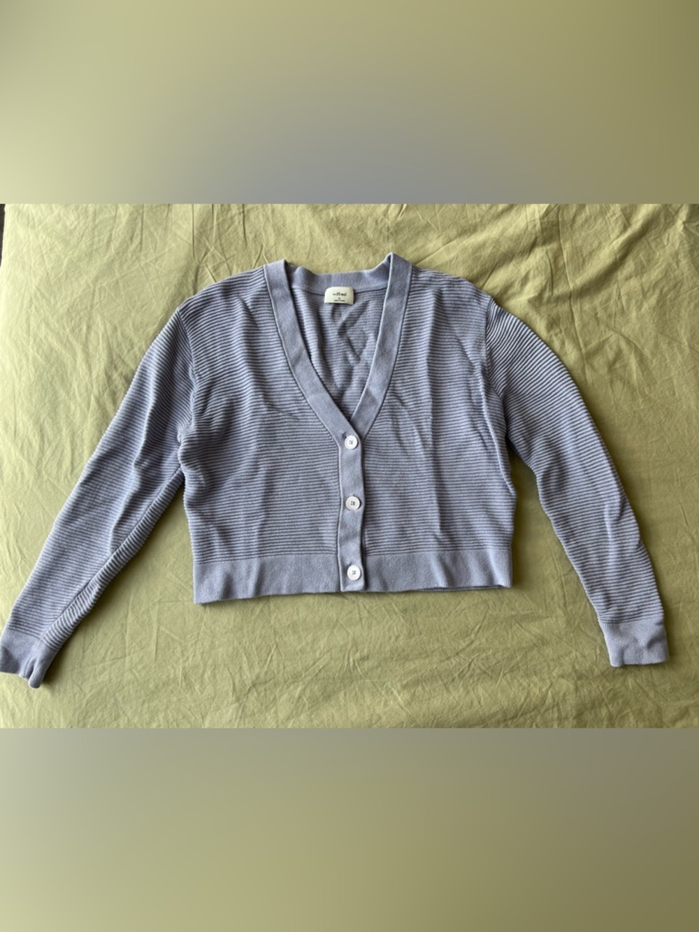 Wilfred Lilac Ribbed Cropped V-Neck Button Cardigan